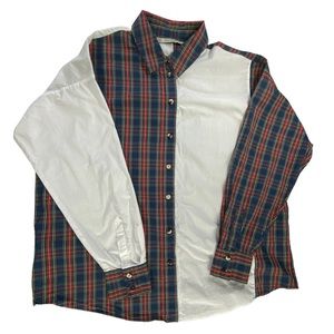 Zara women’s split plaid collared bottom down long sleeve s Large